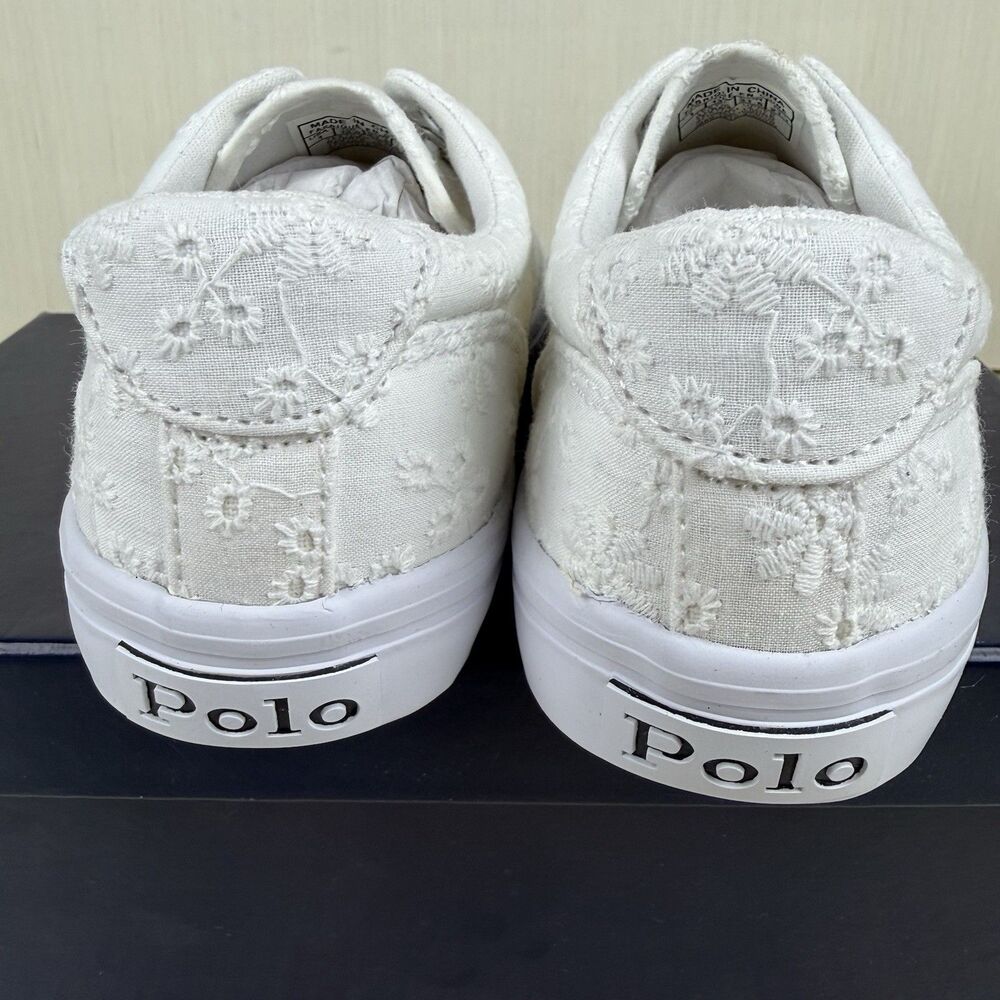 Polo Ralph Lauren White Thornton Shoes Children Girls Size 1 Lace Sneakers - Picture 5 of 9